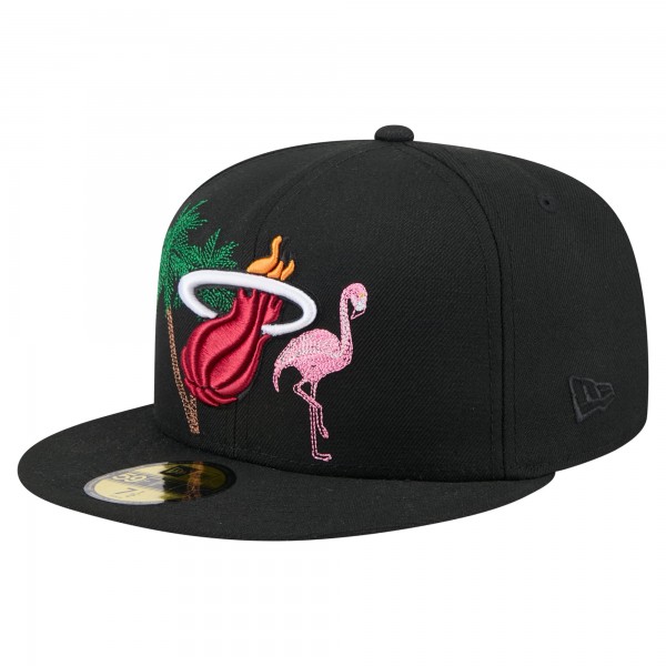 Бейсболка Miami Heat New Era Black State Stitch 59FIFTY