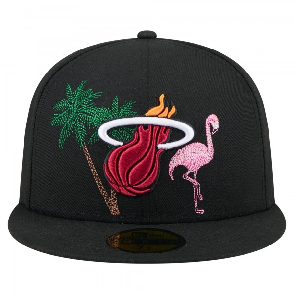 Бейсболка Miami Heat New Era Black State Stitch 59FIFTY