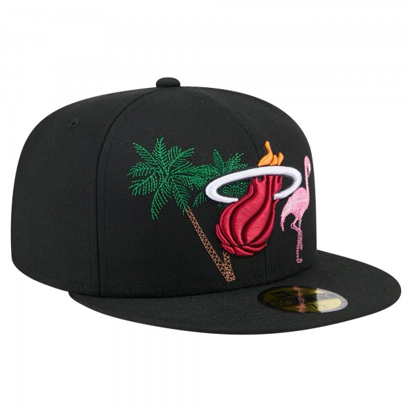 Бейсболка Miami Heat New Era Black State Stitch 59FIFTY