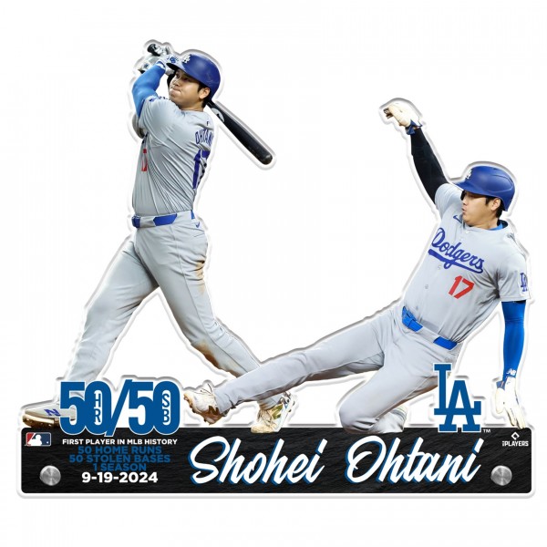 Los Angeles Dodgers Shohei Ohtani 50/50 Club 12 Limited Edition Steel Acrylic Plaque