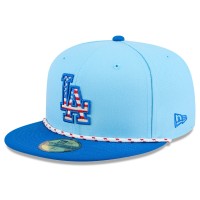 Бейсболка Los Angeles Dodgers New Era Light Blue/Royal 2025 Fourth of July 59FIFTY