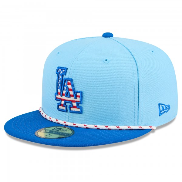 Бейсболка Los Angeles Dodgers New Era Light Blue/Royal 2025 Fourth of July 59FIFTY
