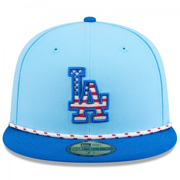 Бейсболка Los Angeles Dodgers New Era Light Blue/Royal 2025 Fourth of July 59FIFTY