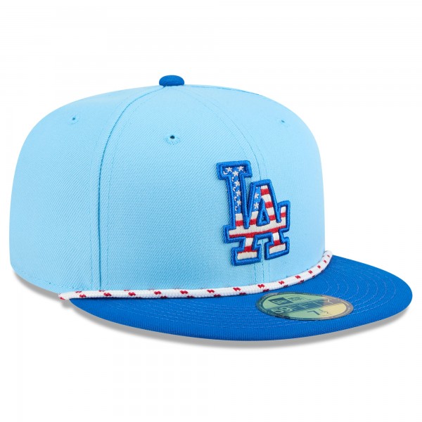 Бейсболка Los Angeles Dodgers New Era Light Blue/Royal 2025 Fourth of July 59FIFTY