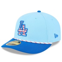 Бейсболка Los Angeles Dodgers New Era Light Blue/Royal 2025 Fourth of July Low Profile 59FIFTY