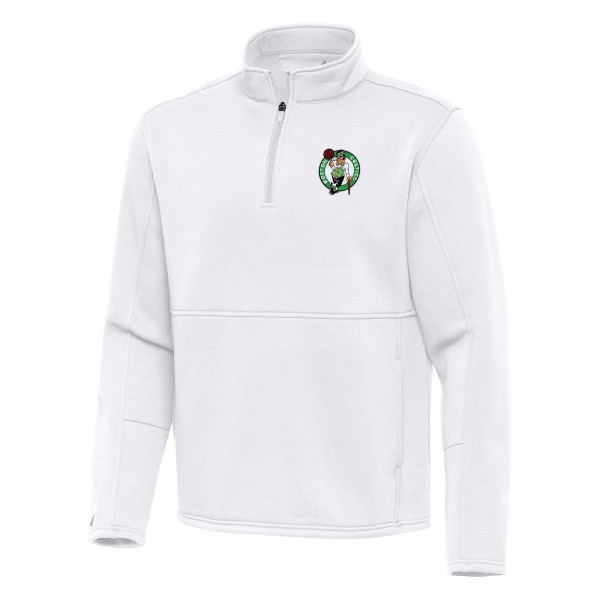 Boston Celtics Antigua Twist Quarter-Zip Pullover Top – White