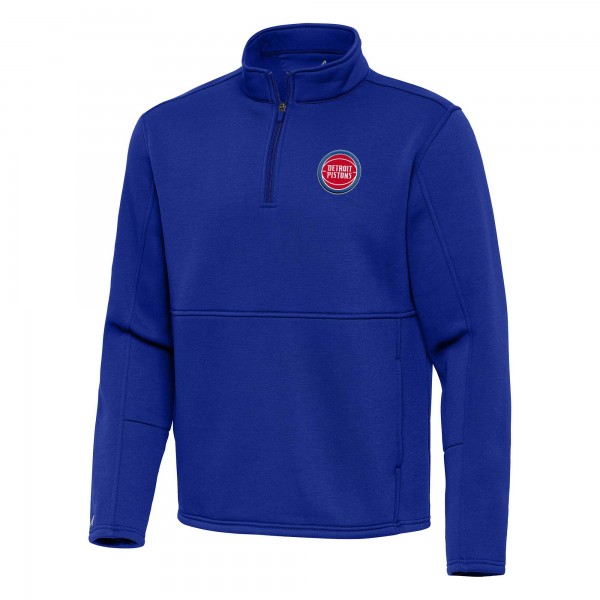 Detroit Pistons Antigua Blue Twist Quarter-Zip Pullover Top