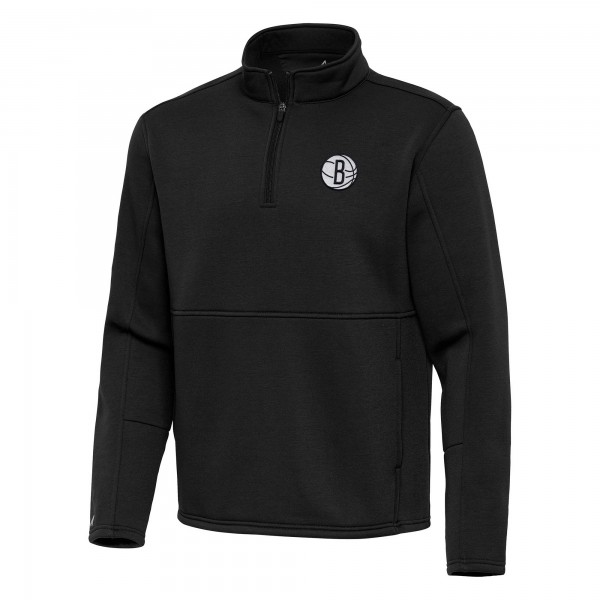 Кофта на короткой молнии Brooklyn Nets Antigua Twist – Black