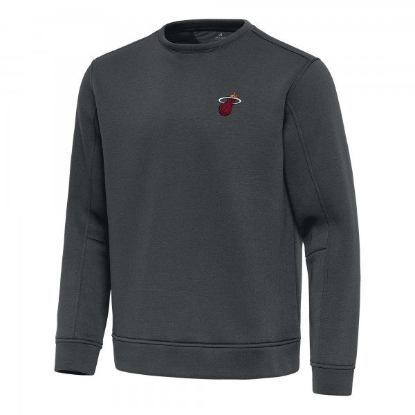 Miami Heat Antigua Pewter Relevant Pullover Sweatshirt