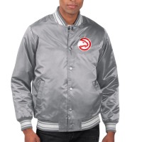 Куртка на кнопках Atlanta Hawks Starter Gray Printed Team Name Satin Varsity
