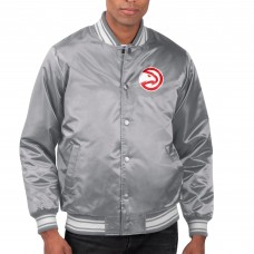 Куртка на кнопках Atlanta Hawks Starter Gray Printed Team Name Satin Varsity