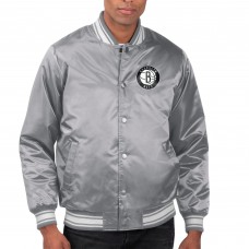 Бомбер Brooklyn Nets Starter Printed Team Name Satin Varsity - Gray