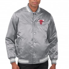 Куртка на кнопках Chicago Bulls Starter Gray Printed Team Name Satin Varsity
