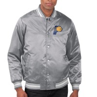 Indiana Pacers Starter Gray Printed Team Name Satin Varsity Full-Snap Jacket
