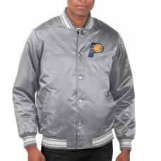 Indiana Pacers Starter Gray Printed Team Name Satin Varsity Full-Snap Jacket