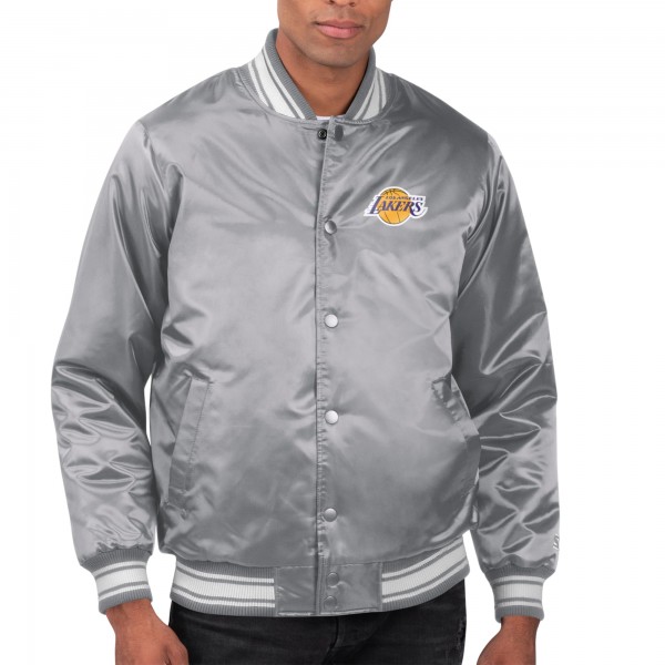 Бомбер Los Angeles Lakers Starter Printed Team Name Satin Varsity - Gray