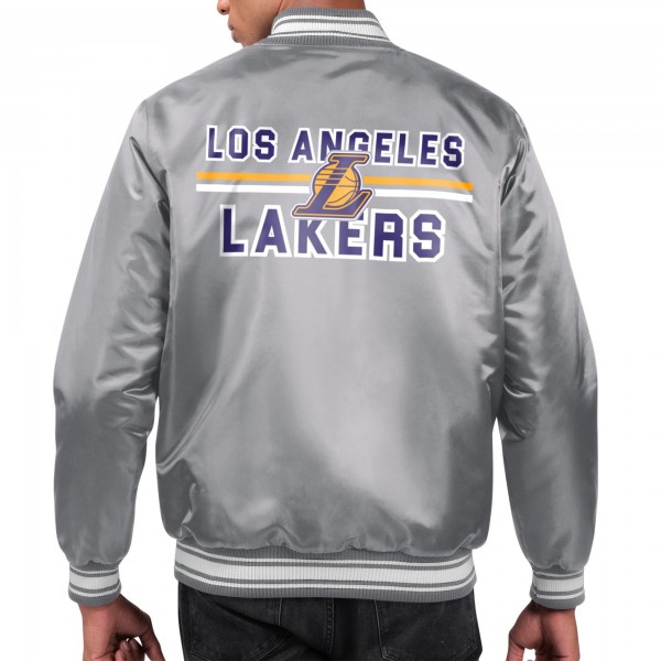Бомбер Los Angeles Lakers Starter Printed Team Name Satin Varsity - Gray