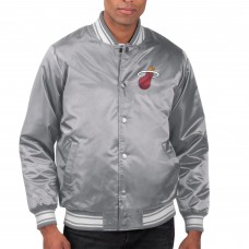 Куртка на кнопках Miami Heat Starter Gray Printed Team Name Satin Varsity
