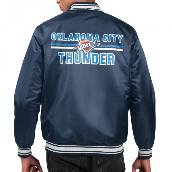 Куртка на кнопках Oklahoma City Thunder Starter Navy Printed Team Name Satin Varsity
