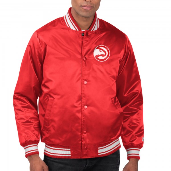 Куртка на кнопках Atlanta Hawks Starter Red Printed Team Name Satin Varsity