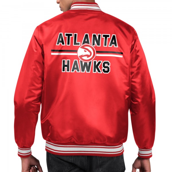Куртка на кнопках Atlanta Hawks Starter Red Printed Team Name Satin Varsity