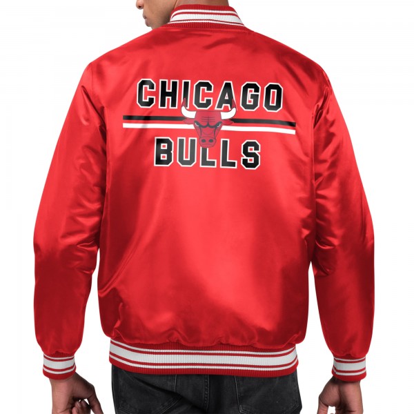Chicago Bulls Starter Red Printed Team Name Satin Varsity Full-Snap Jacket