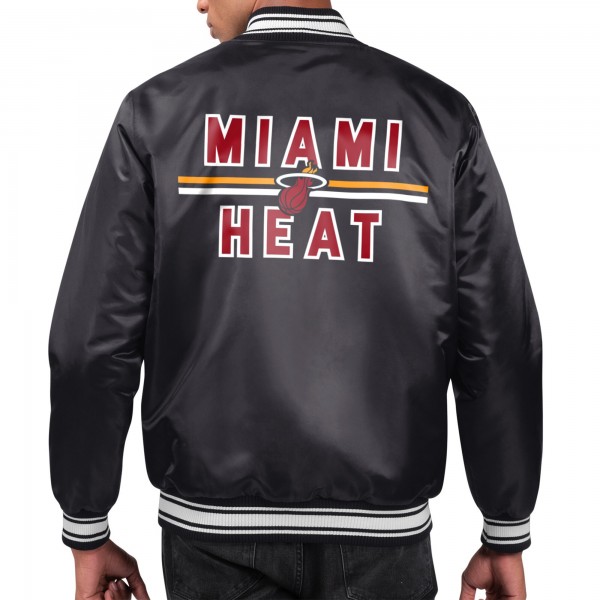 Куртка на кнопках Miami Heat Starter Black Printed Team Name Satin Varsity