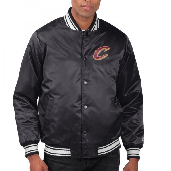 Cleveland Cavaliers Starter Black Printed Team Name Satin Varsity Full-Snap Jacket