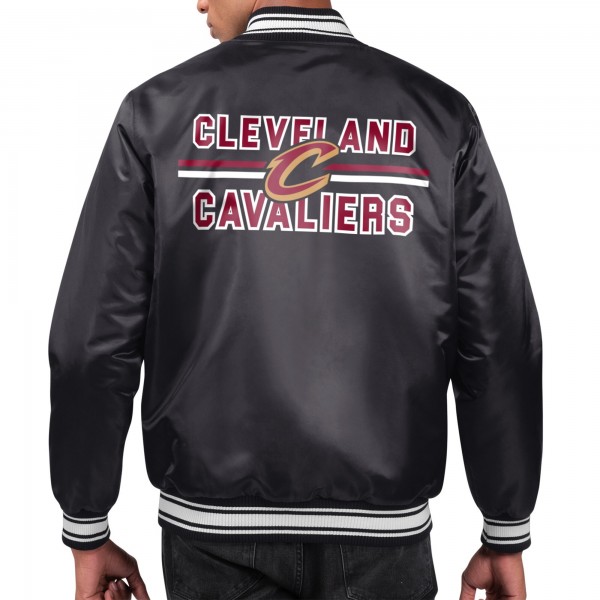 Cleveland Cavaliers Starter Black Printed Team Name Satin Varsity Full-Snap Jacket