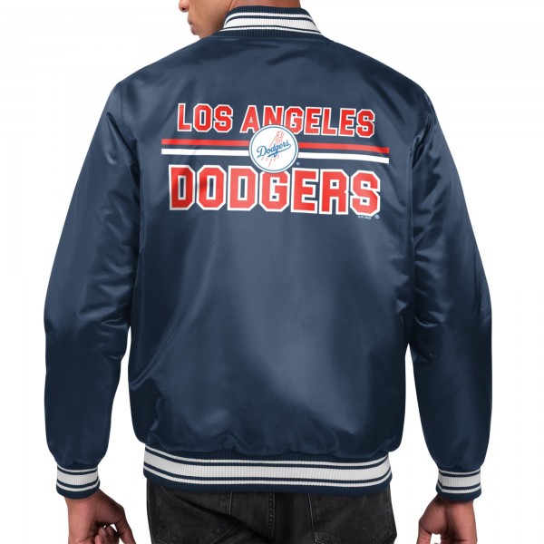 Los Angeles Dodgers Starter Navy Printed Team Logo Satin Varsity Full-Snap Jacket