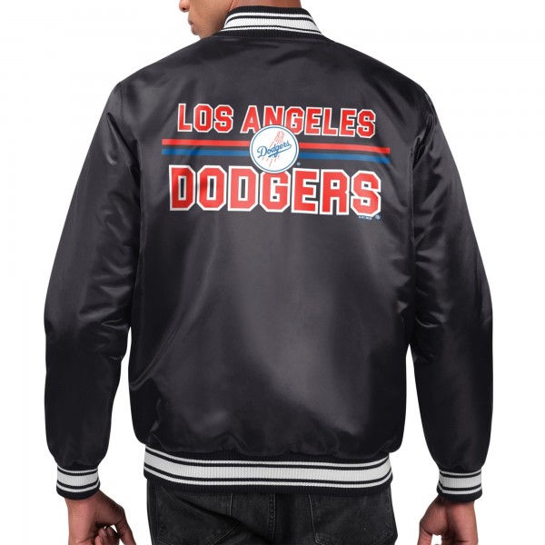 Los Angeles Dodgers Starter Black Printed Team Logo Satin Varsity Full-Snap Jacket