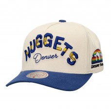 Бейсболка Denver Nuggets Mitchell & Ness Cream/Blue Soul Festival Staggered Zag Pro Pinch