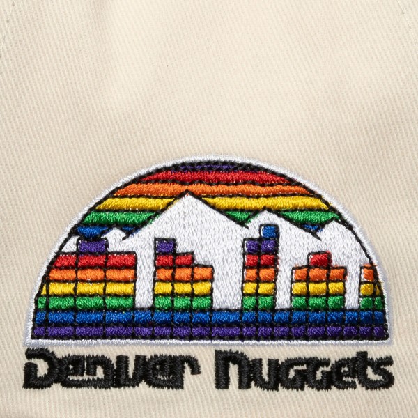 Бейсболка Denver Nuggets Mitchell & Ness Cream/Blue Soul Festival Staggered Zag Pro Pinch