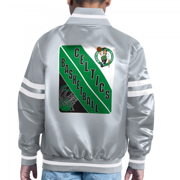 Бомбер Boston Celtics Starter Youth Printed Shield Logo Satin Varsity - Gray