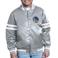 Бомбер Golden State Warriors Starter Youth Printed Shield Logo Satin Varsity - Gray