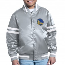 Бомбер Golden State Warriors Starter Youth Printed Shield Logo Satin Varsity - Gray