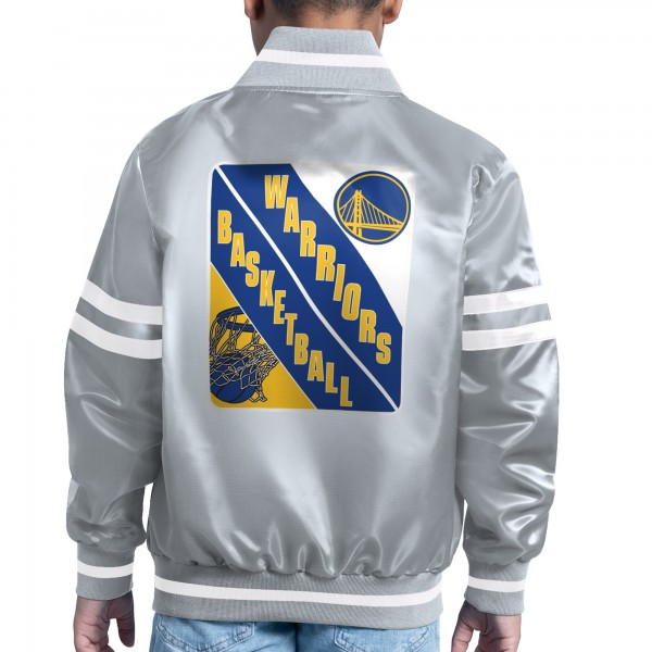 Бомбер Golden State Warriors Starter Youth Printed Shield Logo Satin Varsity - Gray