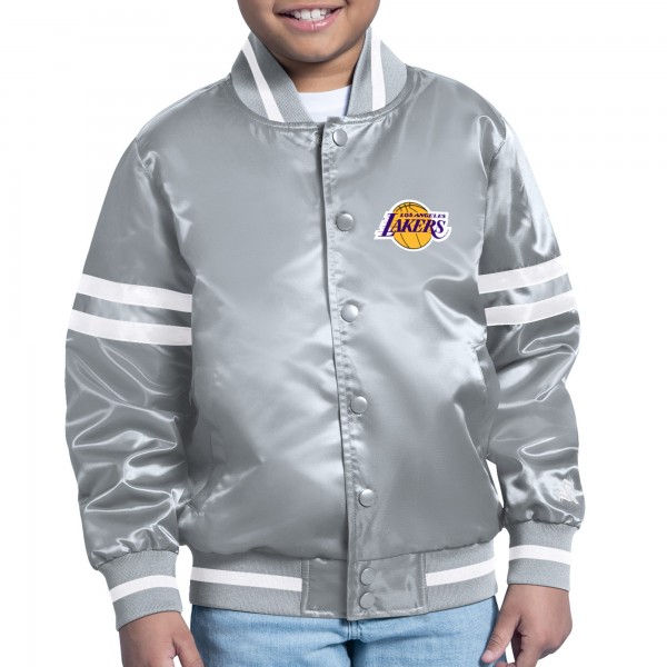 Бомбер Los Angeles Lakers Starter Youth Printed Shield Logo Satin Varsity - Gray