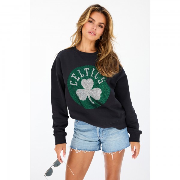 Женская Boston Celtics Terez Black Gemstone Logo Pullover Sweatshirt