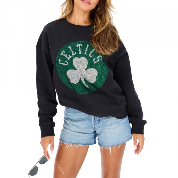 Женская Boston Celtics Terez Black Gemstone Logo Pullover Sweatshirt