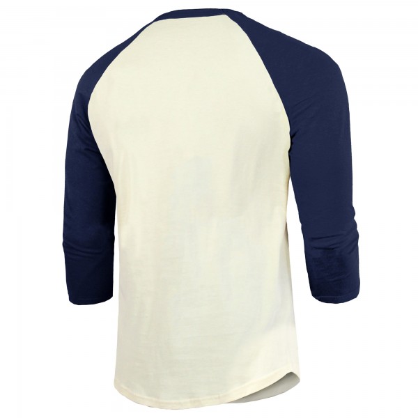 New York Yankees Majestic Threads Cream/Navy 2024 World Series Raglan Softhand 3/4-Sleeve T-Shirt