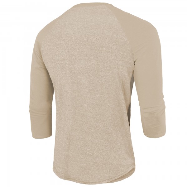 New York Yankees Majestic Threads Oatmeal 2024 American League Champions 3/4-Sleeve Tri-Blend Raglan T-Shirt