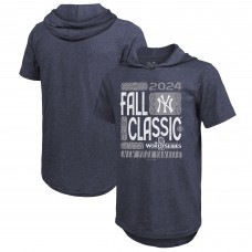 New York Yankees Majestic Threads Navy 2024 World Series Tri-Blend Hoodie T-Shirt