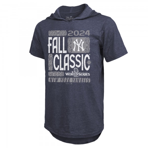 New York Yankees Majestic Threads Navy 2024 World Series Tri-Blend Hoodie T-Shirt