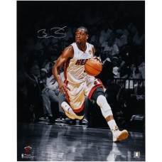 Dwyane Wade Miami Heat Autographed Fanatics Authentic 16 x 20 Dribbling in White for Hall of Fame Floating Collage Photograph