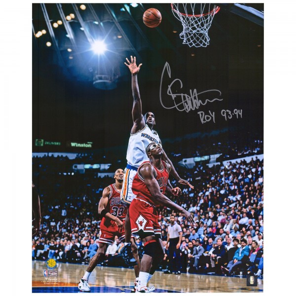 Chris Webber Golden State Warriors Autographed Fanatics Authentic 16 x 20 Hook Shot Photograph with 93-94 NBA ROY Inscription