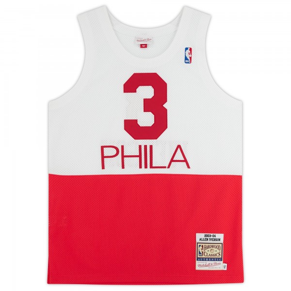 Allen Iverson Philadelphia 76ers Autographed Red & White 2003/04 Mitchell & Ness Authentic Jersey