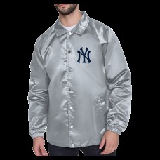 New York Yankees Starter Gray Shield Logo Raglan Coaches Full-Snap Jacket