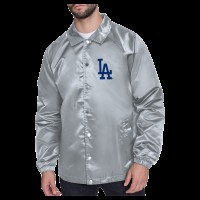 Los Angeles Dodgers Starter Gray Shield Logo Raglan Coaches Full-Snap Jacket
