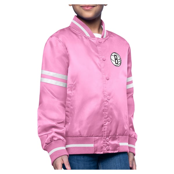 Детская рубашка Brooklyn Nets Starter Pink Printed Logo Varsity Satin Jacket